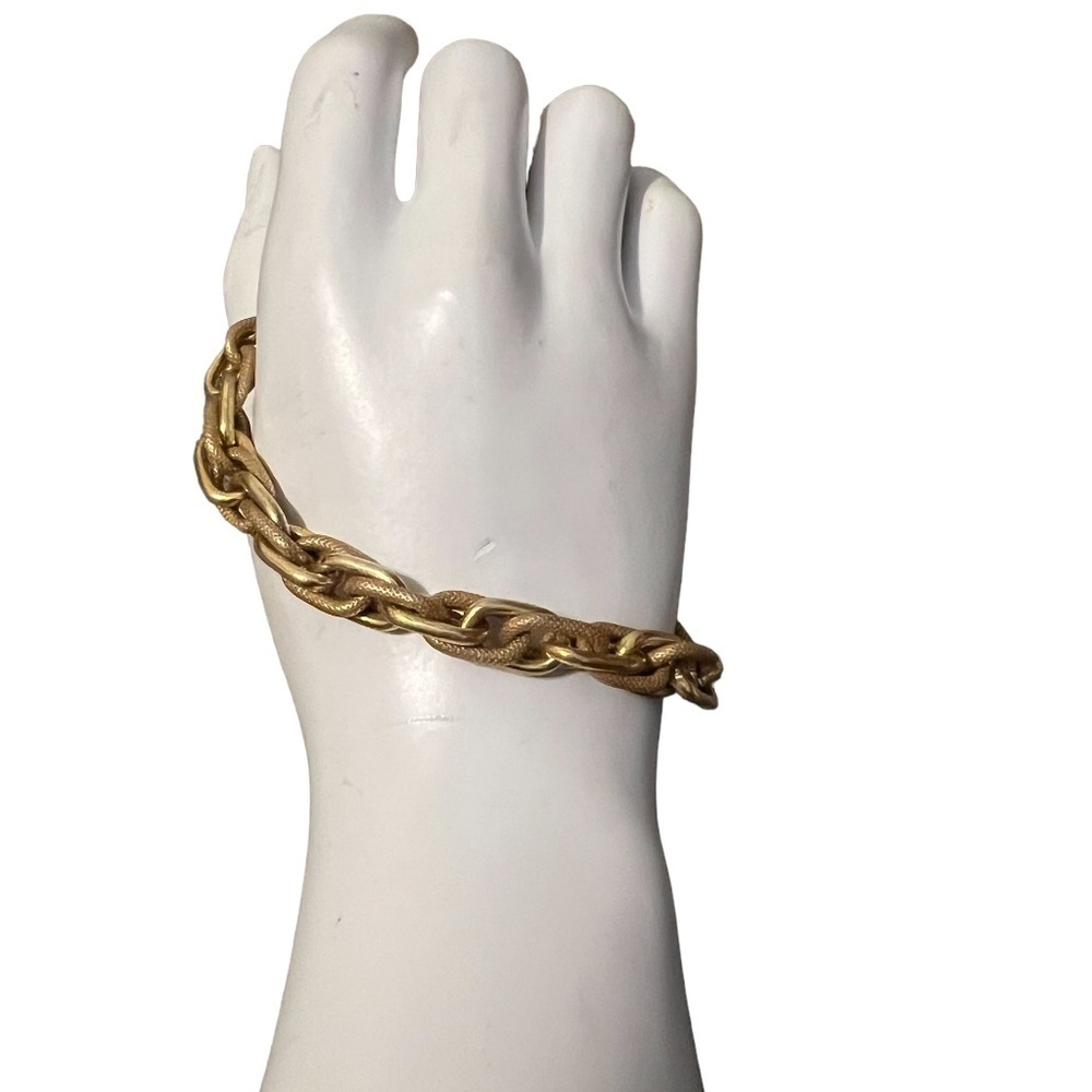 Miriam Haskell vintage gold tone brass chunky twisted chain links‎ Bracelet